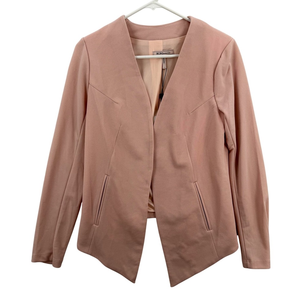 BCBGeneration Blazer Jacket Womens Small Rose Smoke Open Front Asym Hem Lined‎